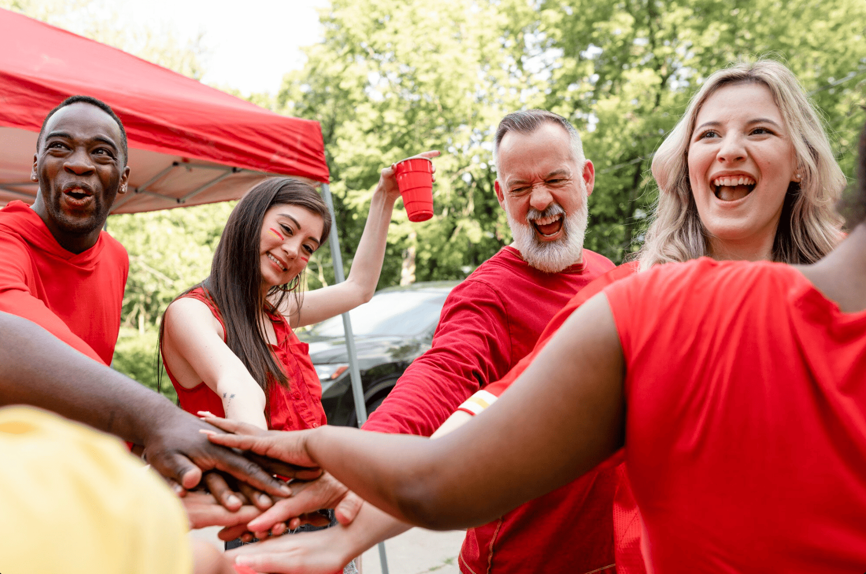 Volunteers working together for a community cause